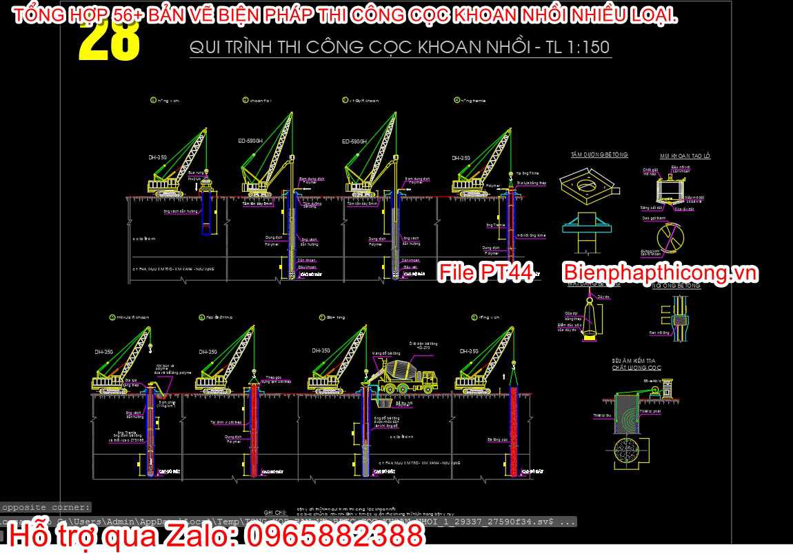 Mẫu bản vẽ cad bptc cọc khoan nhồi.