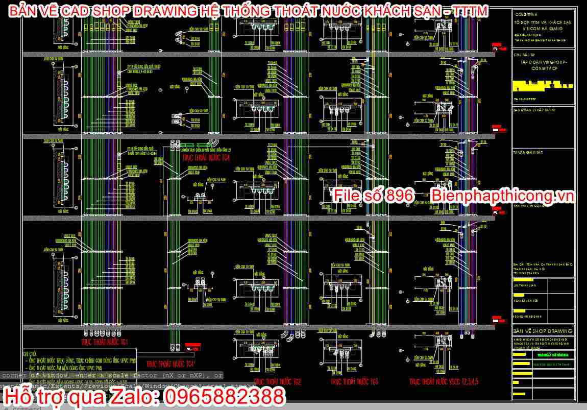 Shop drawing thoát nước mưa nhà cao tầng cad.