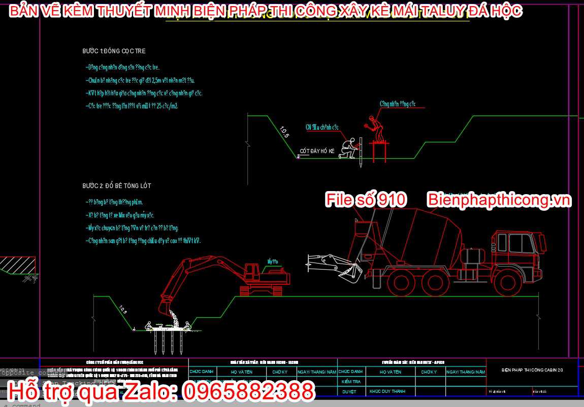 Bản vẽ thuyết minh bptc xây kè đá hộc taluy.