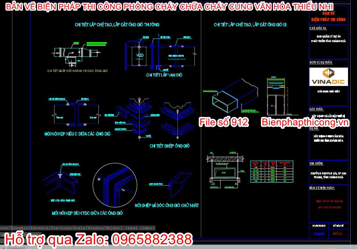 Bản vẽ biện pháp lắp đặt ống gió cad.