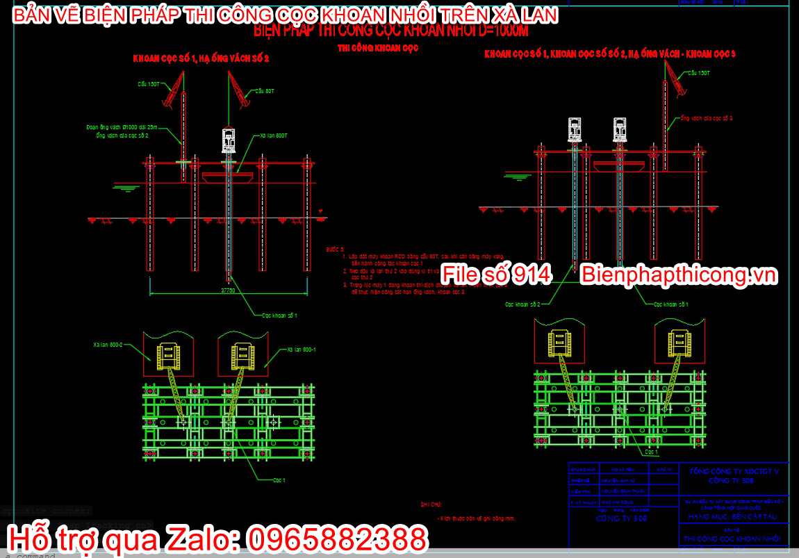 Bản vẽ bptc cọc khoan nhồi cad.