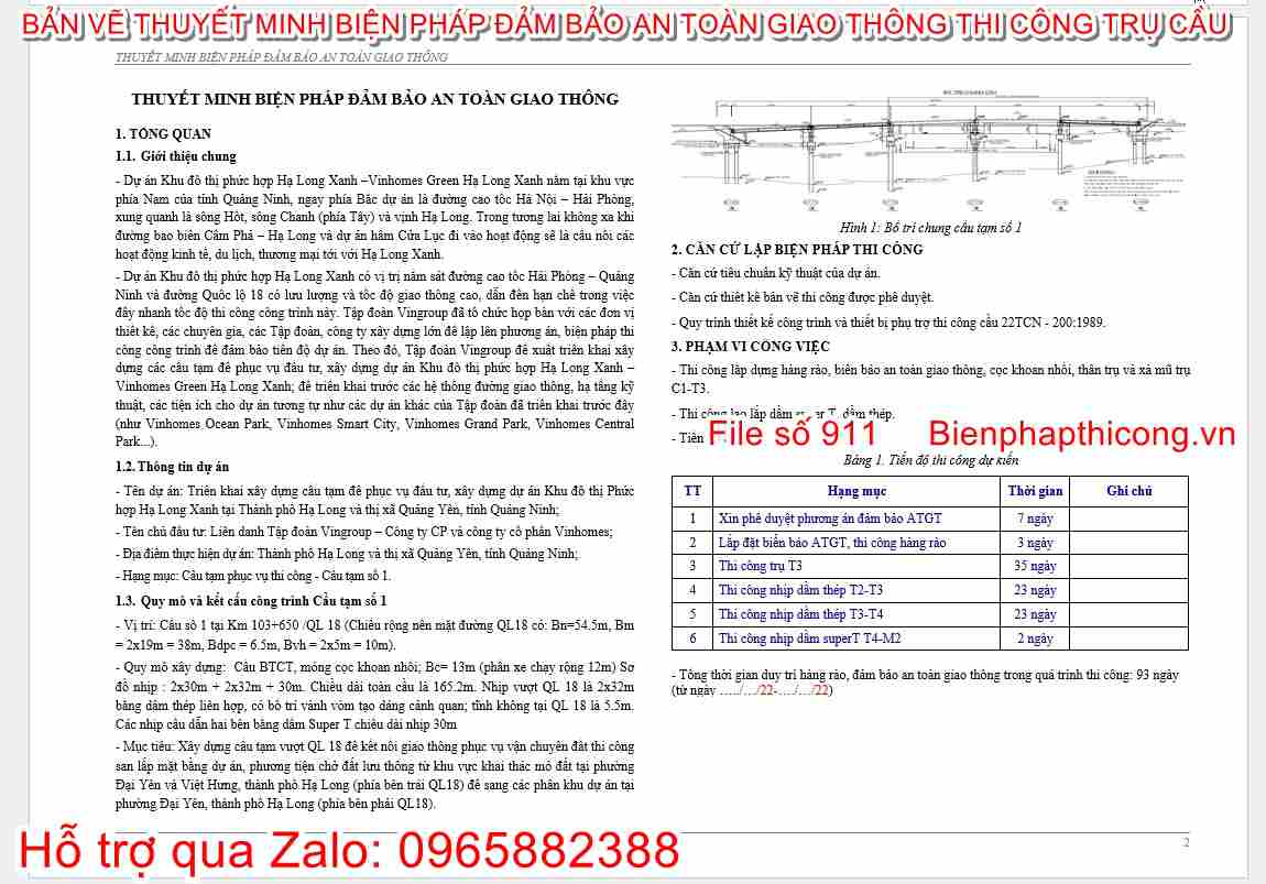 Thuyết minh biện pháp đảm bảo an toàn giao thông.
