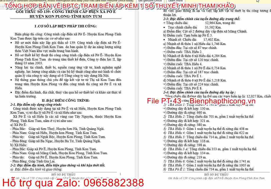 Thuyết minh biện pháp đường dây và trạm biến áp word