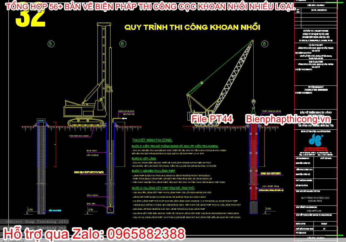 Cad quy trình thi công khoan nhồi.