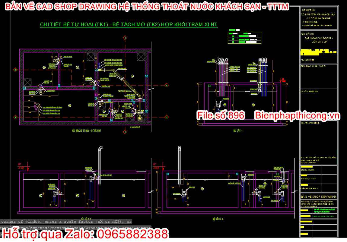 Bản vẽ shop drawing hệ thống thoát nước cad.