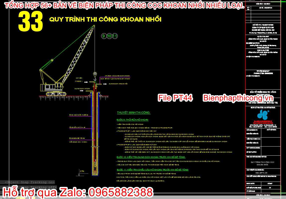 Bản vẽ cad bptc cọc khoan nhồi.