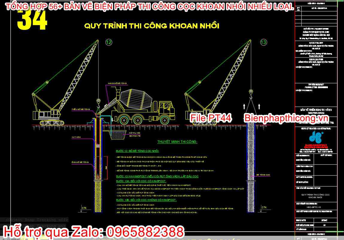 File cad biện pháp thi công cọc khoan nhồi.