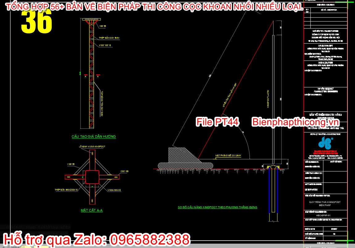Mẫu bản vẽ cad bptc cọc khoan nhồi.
