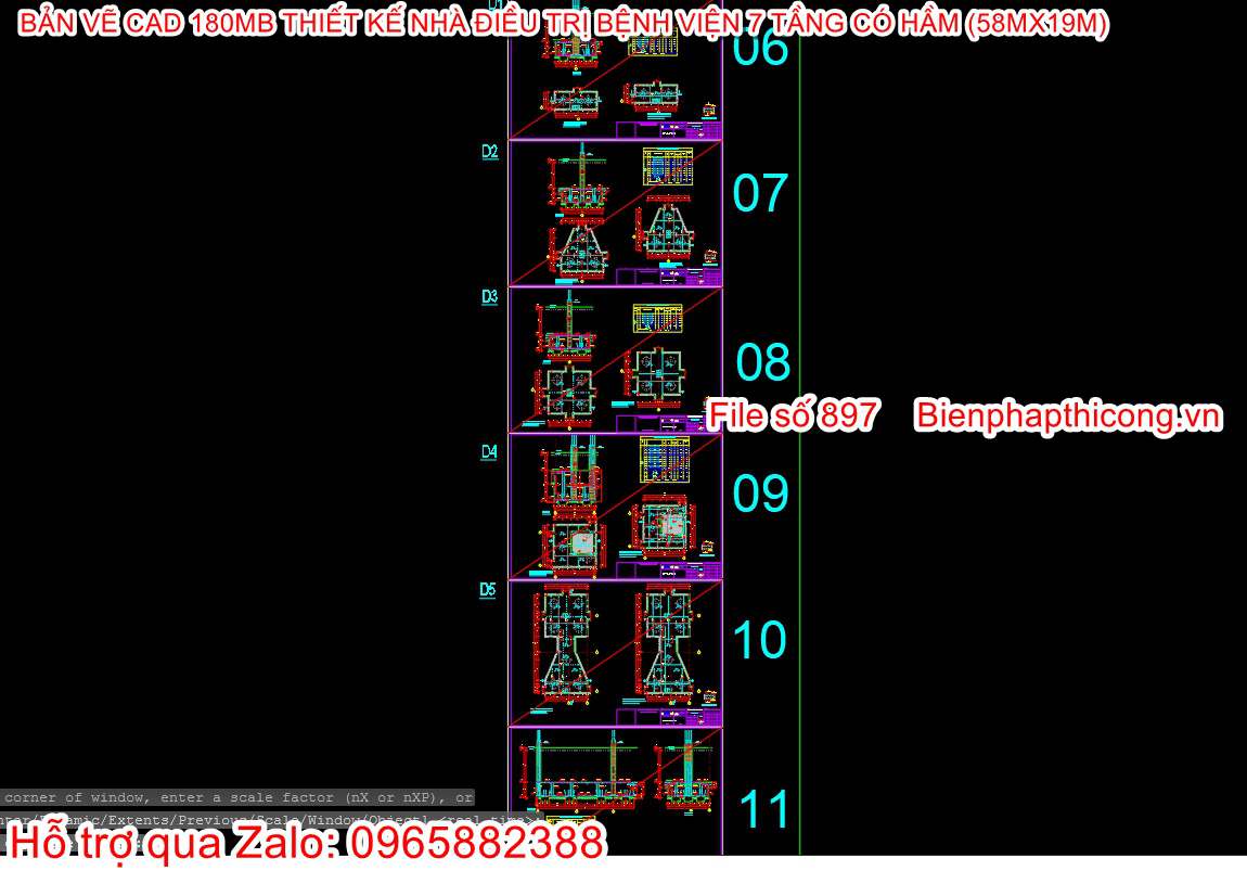 Bản vẽ thiết kế chi tiết móng cọc bệnh viện.