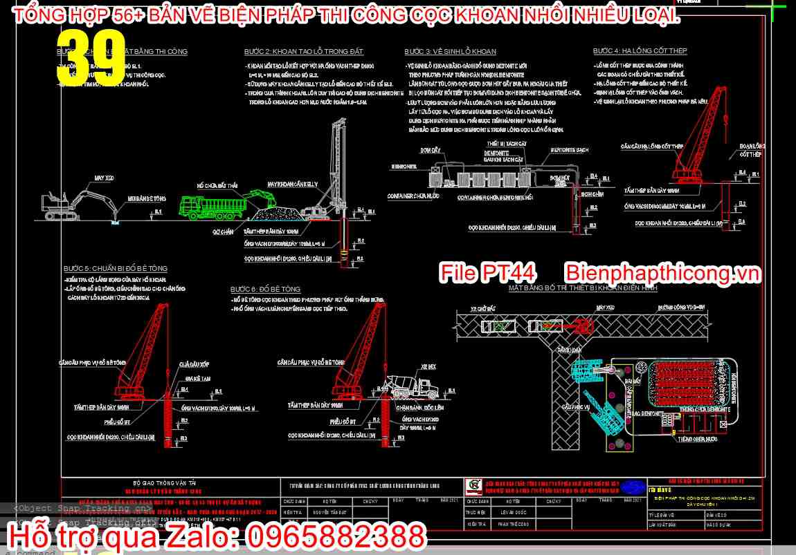 Mẫu bản vẽ cad bptc cọc khoan nhồi.