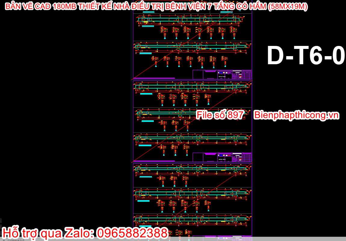 Mẫu bản vẽ cad thiết kế dầm bệnh viện.