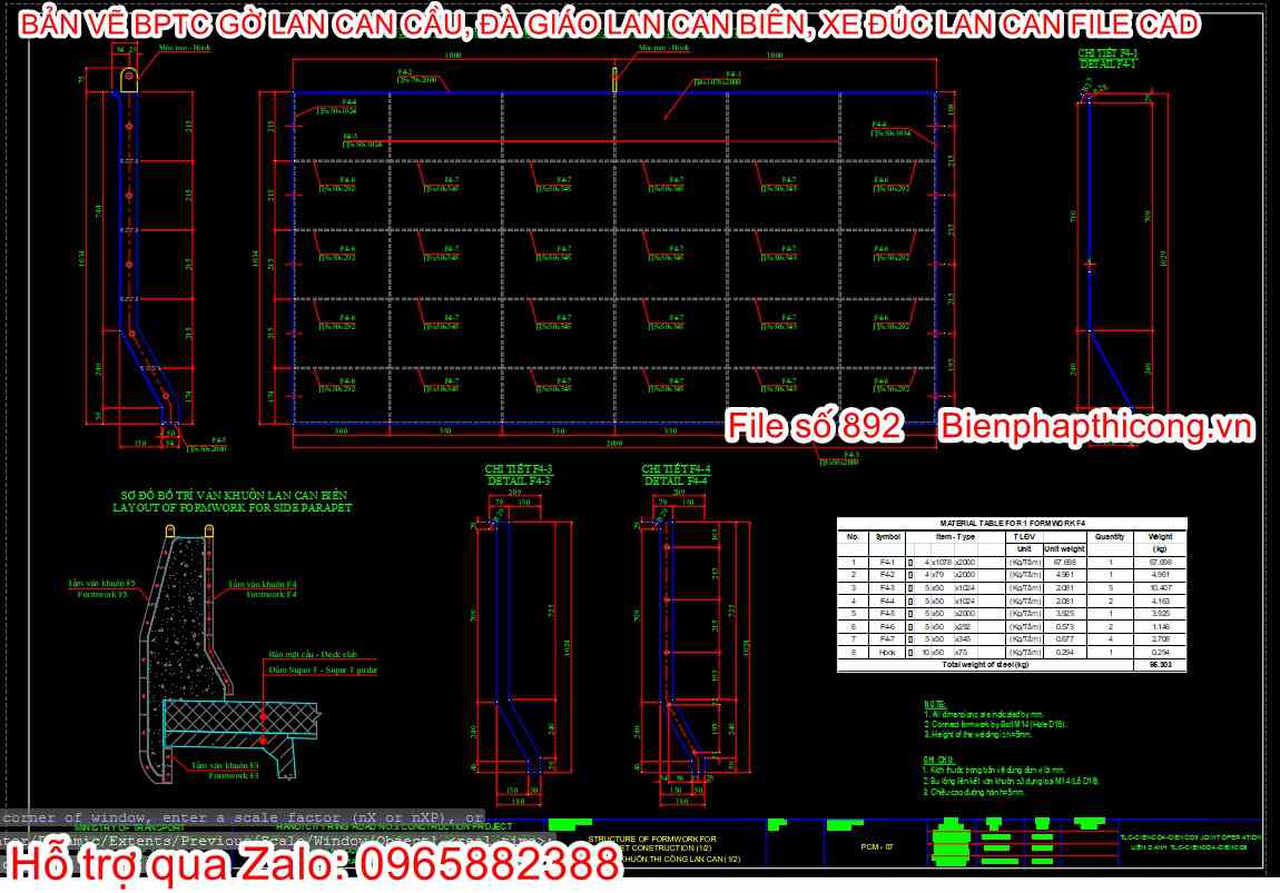 Bản vẽ bptc ván khuôn gờ lan can biên.