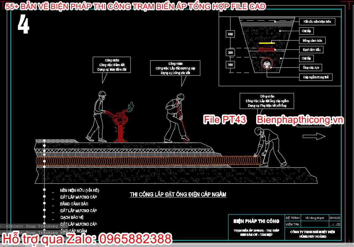 Biện pháp thi công lắp đặt ống điện cáp ngầm.