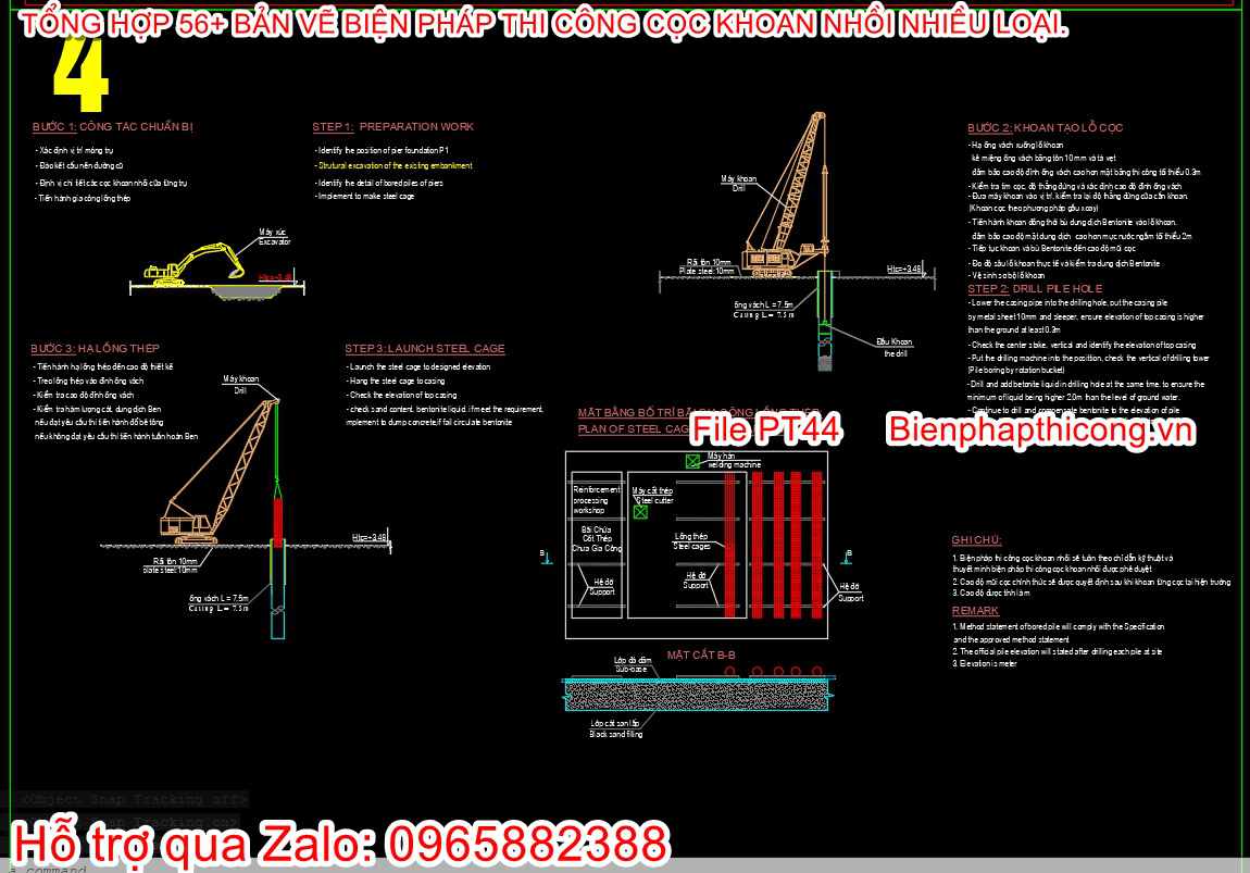 Bản vẽ bptc cọc khoan nhồi trụ cầu.