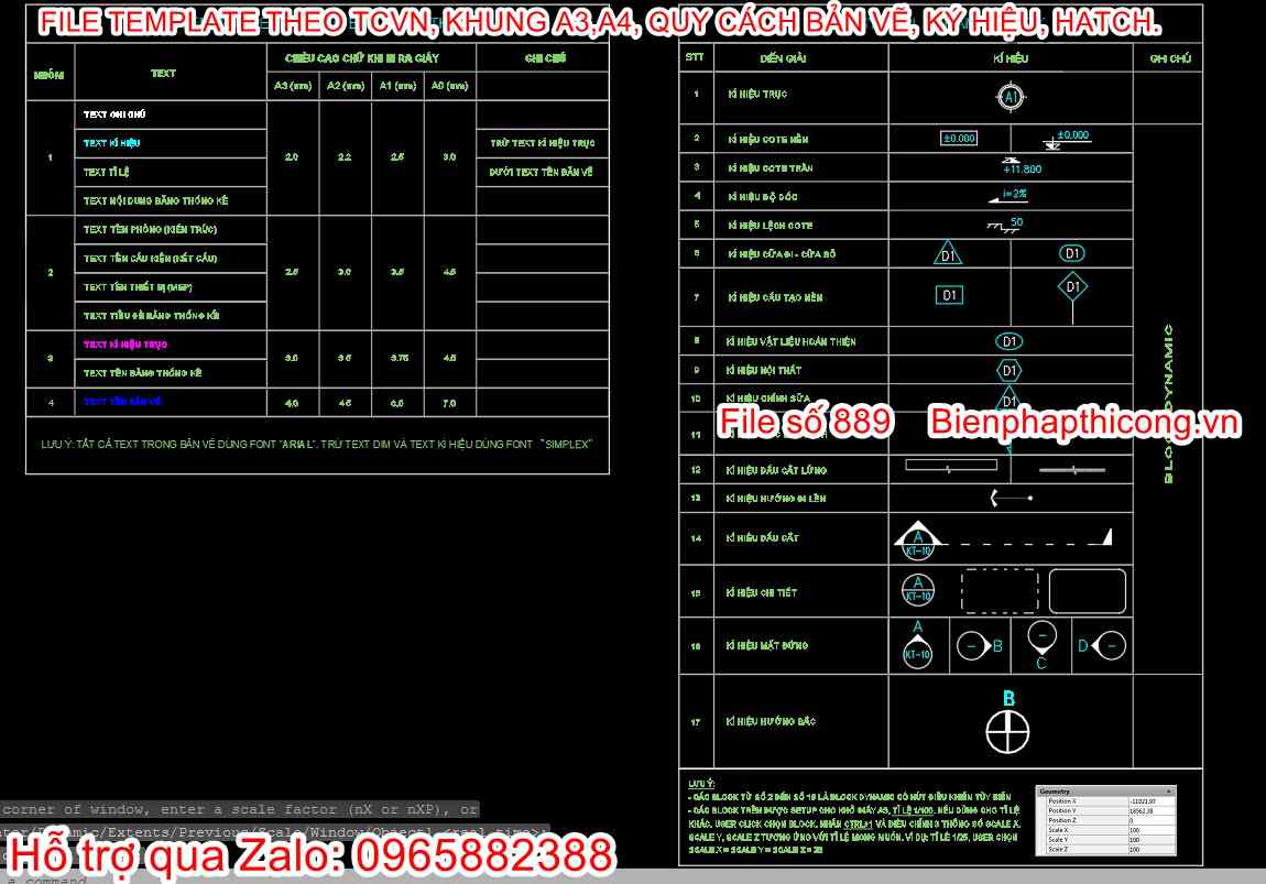 Chiều cao text theo tiêu chuẩn cad.