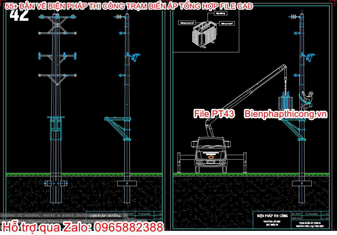 Bản vẽ cad biện pháp thi công trạm biến áp.
