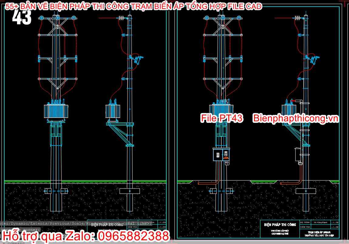 Bản vẽ cad biện pháp thi công trạm biến áp.