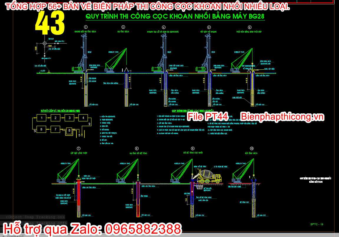 Quy trình thi công cọc khoan nhồi bằng máy BG28.