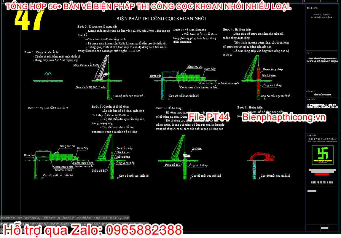 Mẫu bản vẽ cad biện pháp thi công.