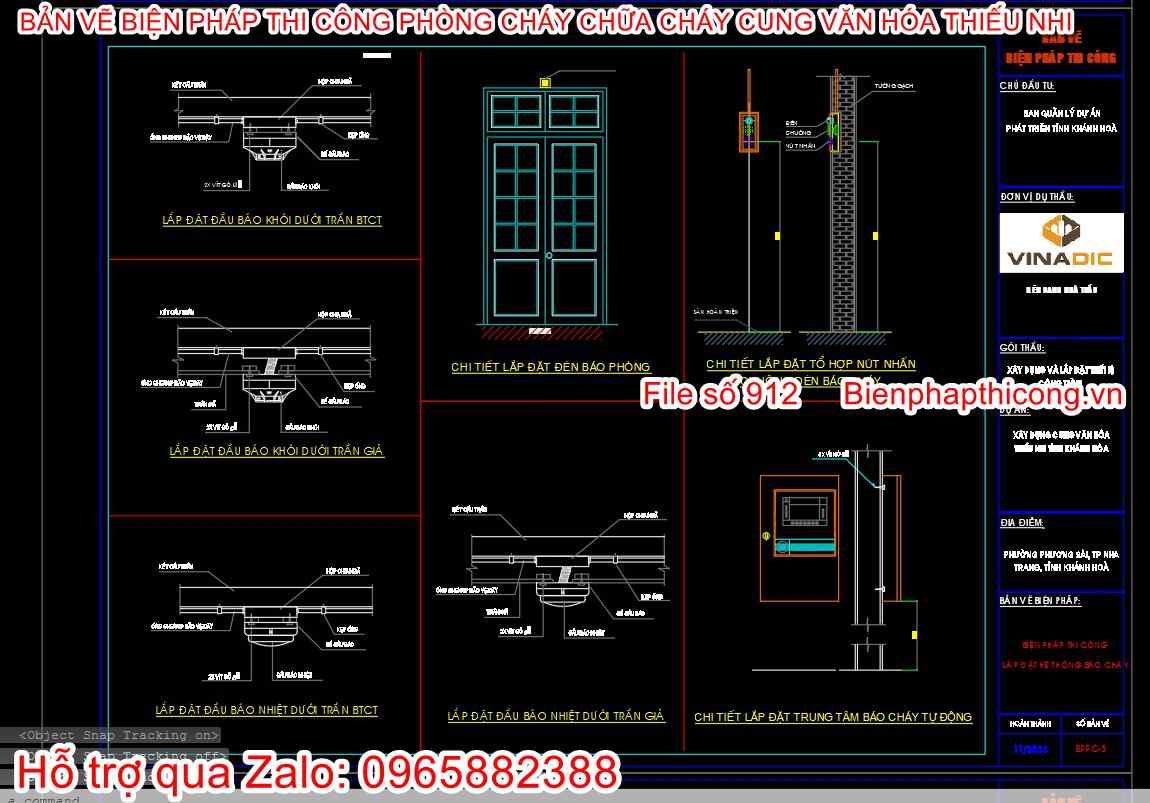 Bản vẽ bptc lắp đặt hệ thống báo cháy.