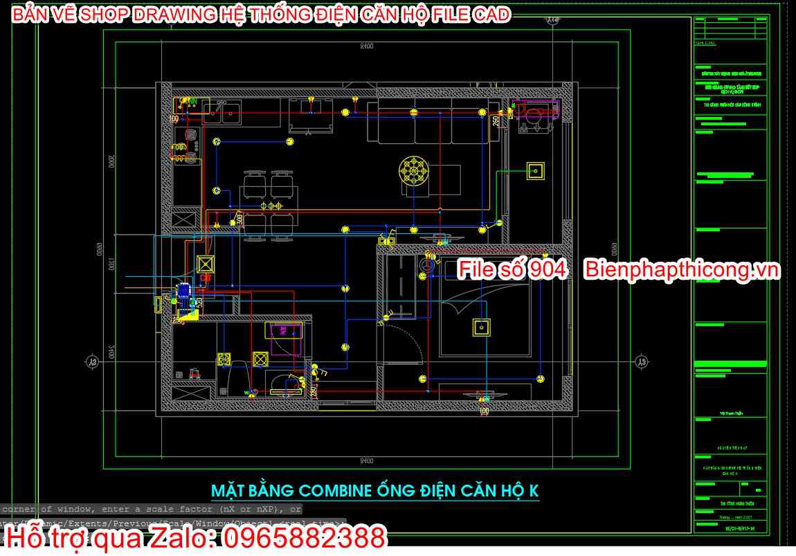 Mặt bằng combine ống điện căn hộ.