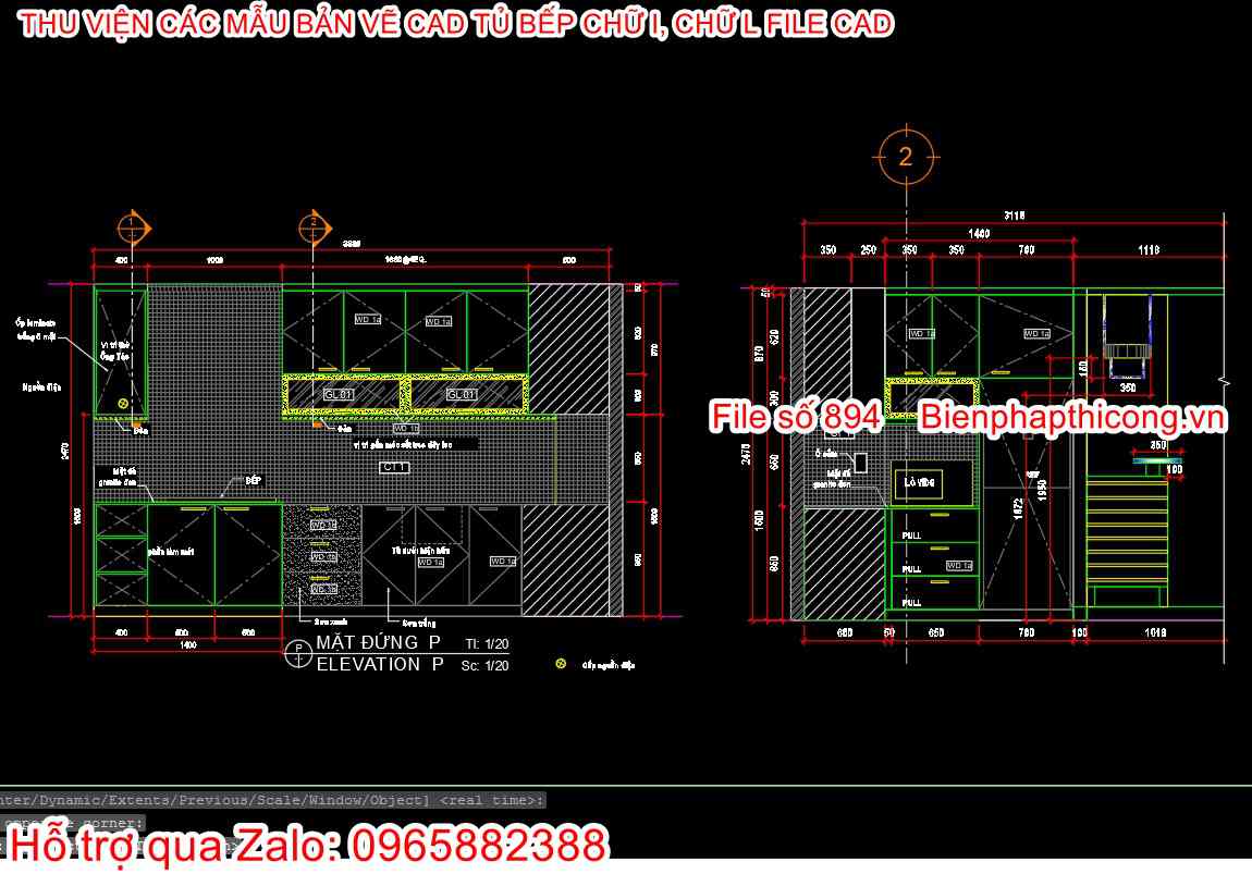 Mẫu bản vẽ cad tủ bếp.