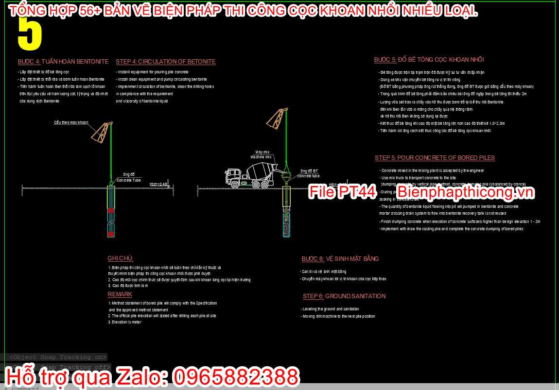 Thư viện tổng hợp bản vẽ biện pháp thi công cọc khoan nhồi.