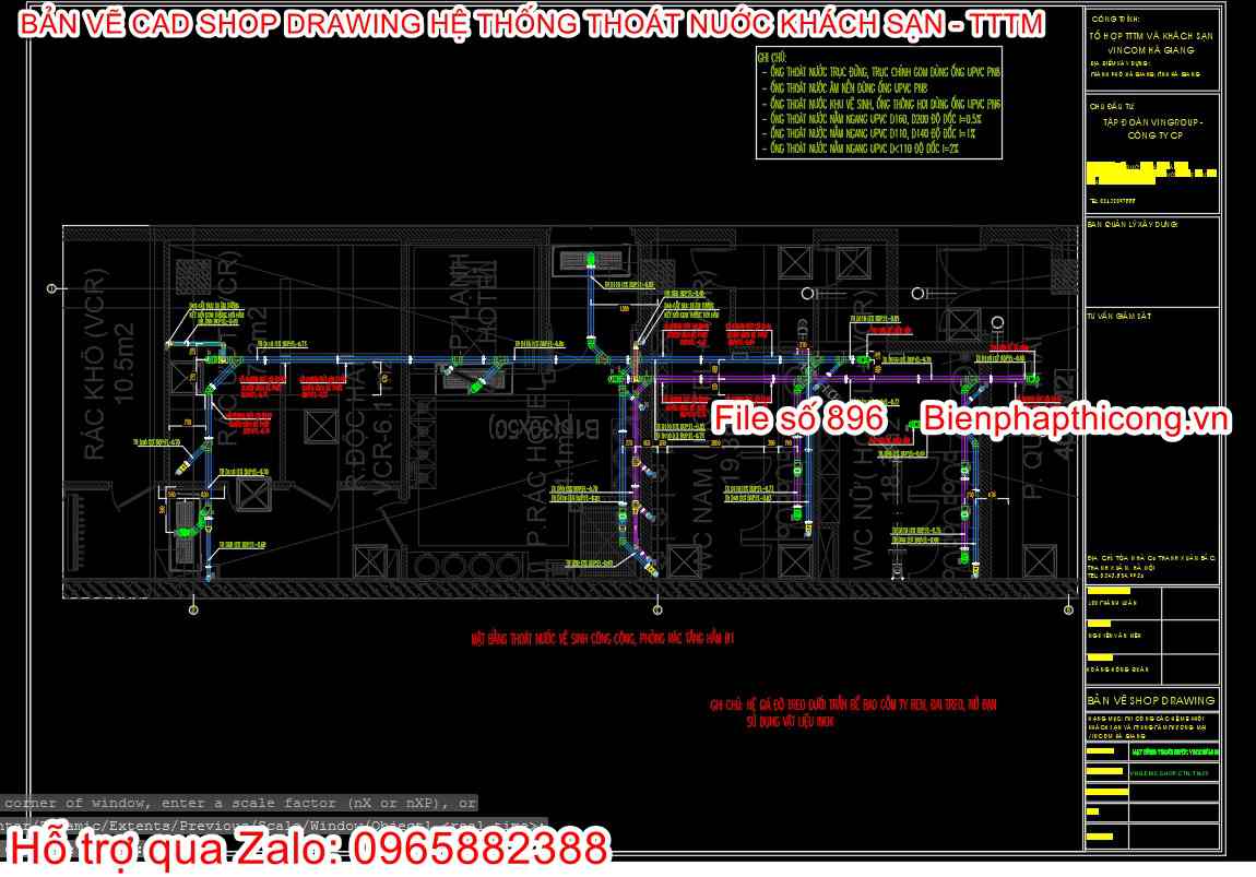Bản vẽ cad shop drawing hệ thống thoát nước.