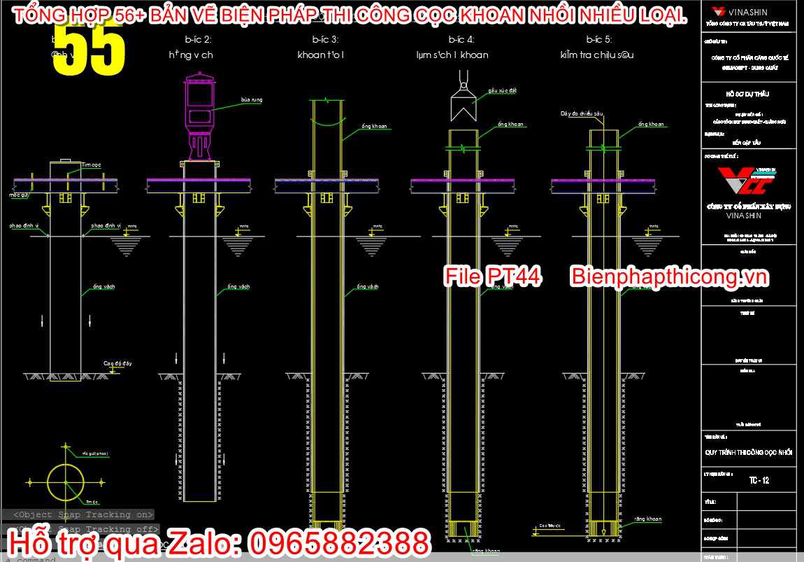 Bản vẽ cad bptc cọc khoan nhồi.