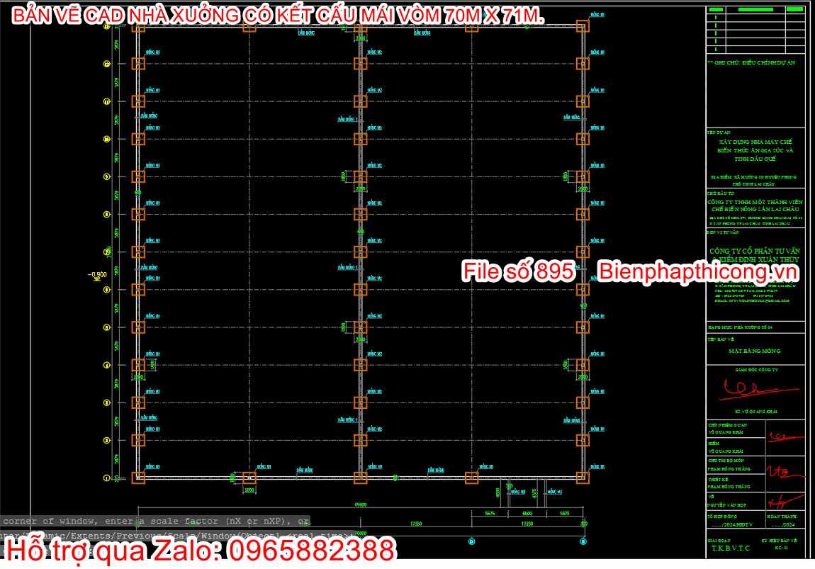Bản vẽ mặt bằng móng nhà xưởng móng cốc.