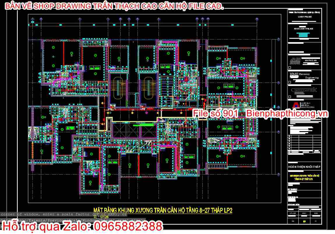 Mẫu bản vẽ shop drawing trần cad.