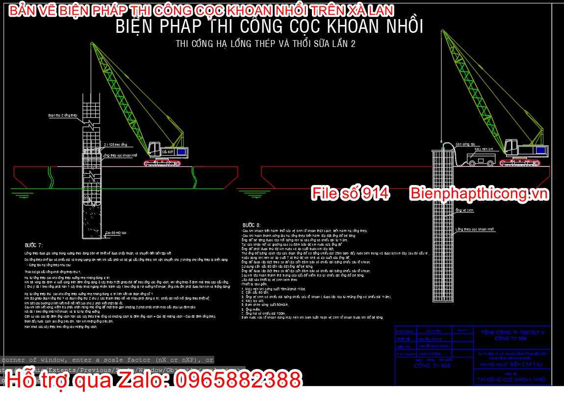 Thi công hạ lồng thép.