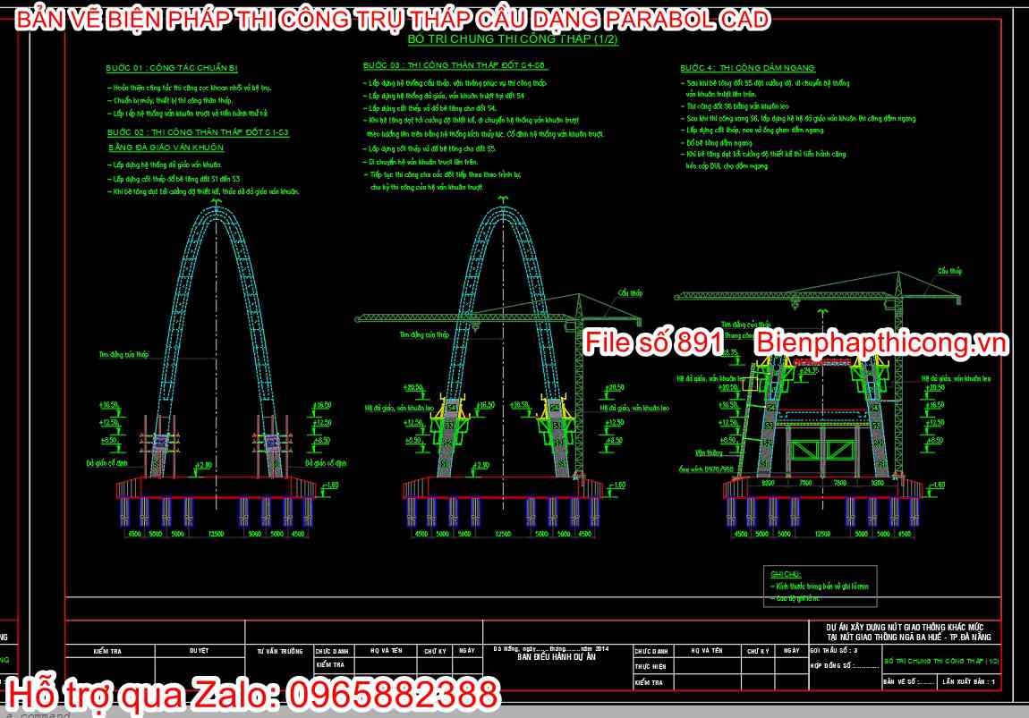 Mẫu bản vẽ cad bptc trụ tháp cầu.