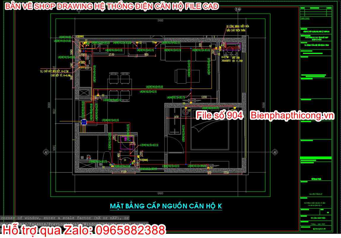 Mặt bằng cấp nguồn căn hộ cad.