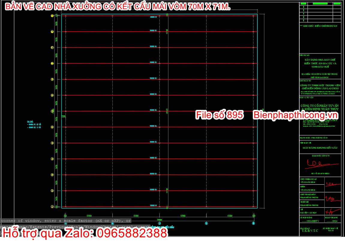 Bản vẽ thiết kế khung nhà xưởng có mái vòm.