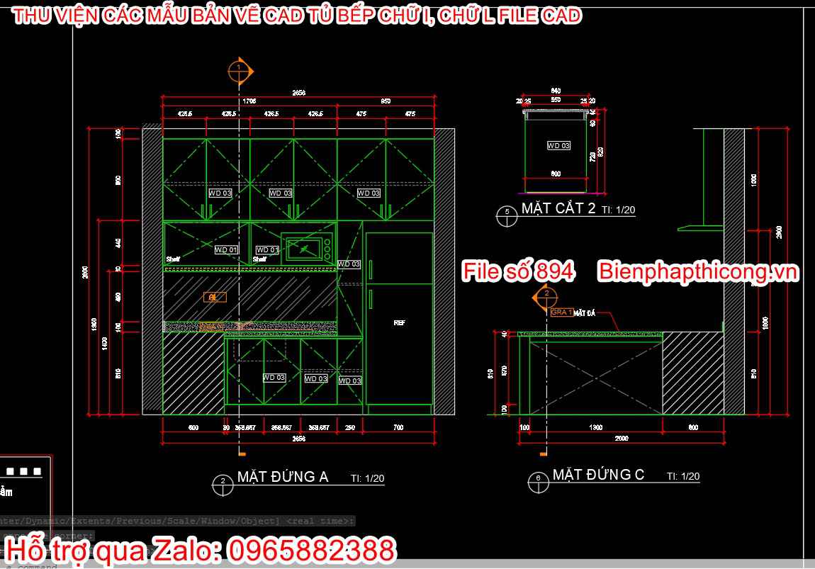 File cad thiết kế bản vẽ tủ bếp cad.