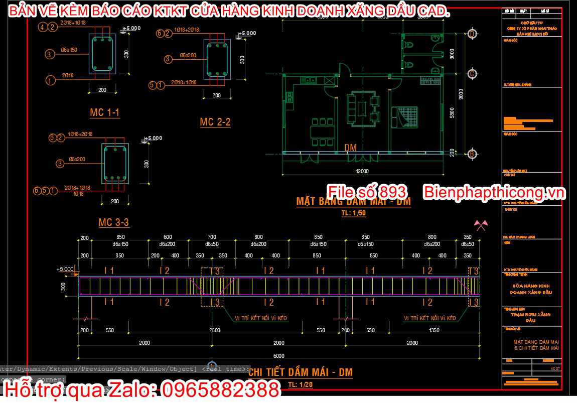 Bản vẽ thiết kế cây xăng cad.