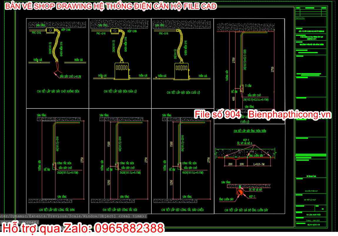 Bản vẽ cad chi tiết lắp đặt.