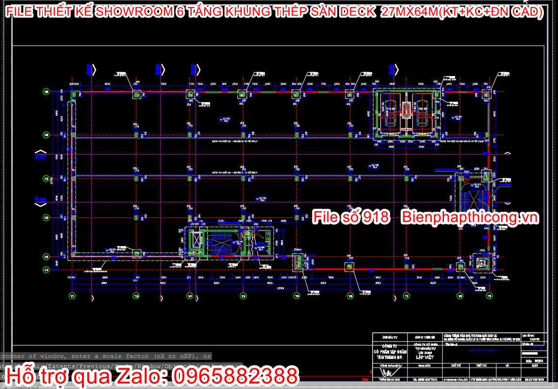 Mẫu bản vẽ cad nhà khung thép 6 tầng đẹp.