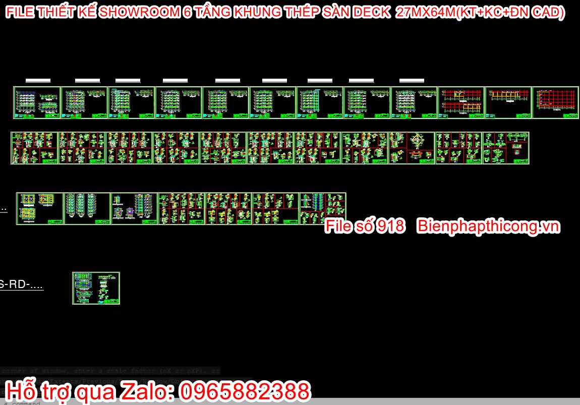 File cad thiết kế nhà khung thép 6 tầng.