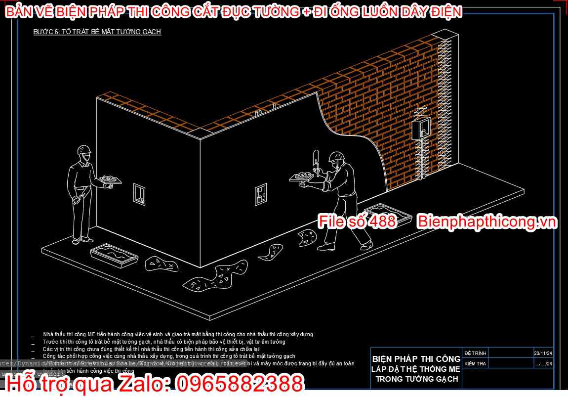 Tô trát bề mặt tường gạch.