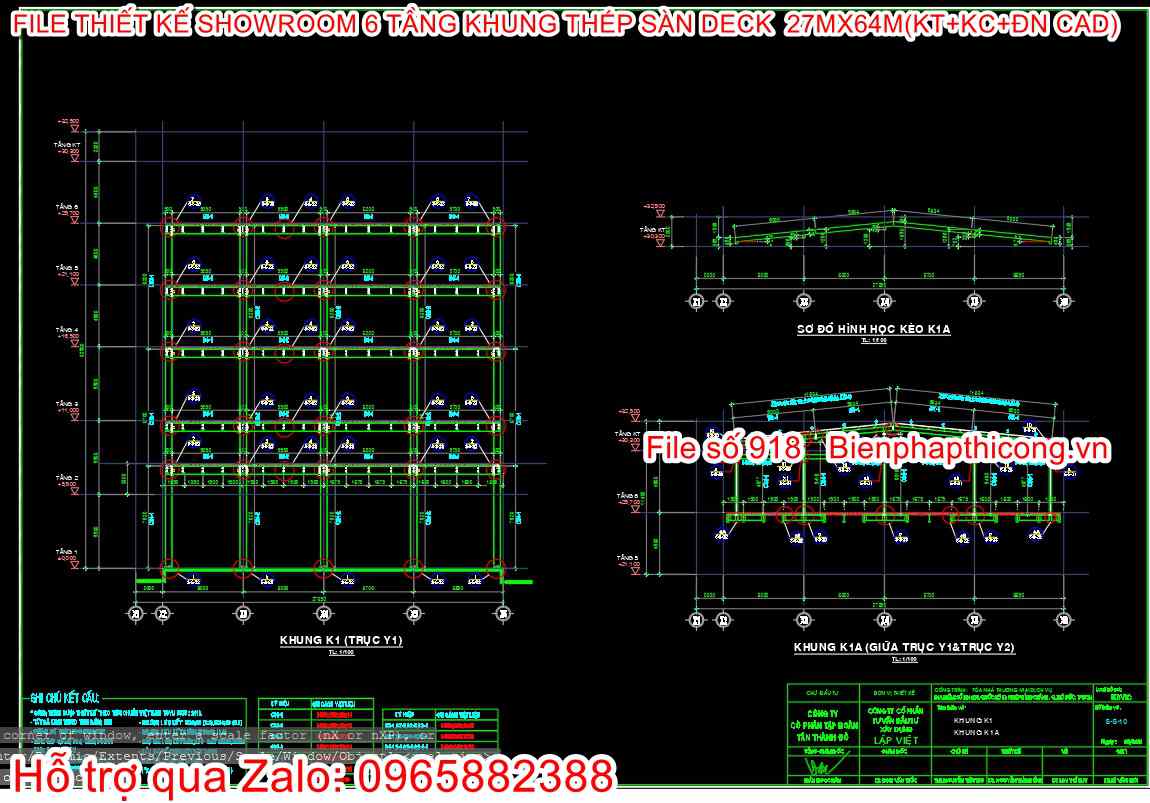 Bản vẽ khung trục nhà kết cấu thép.