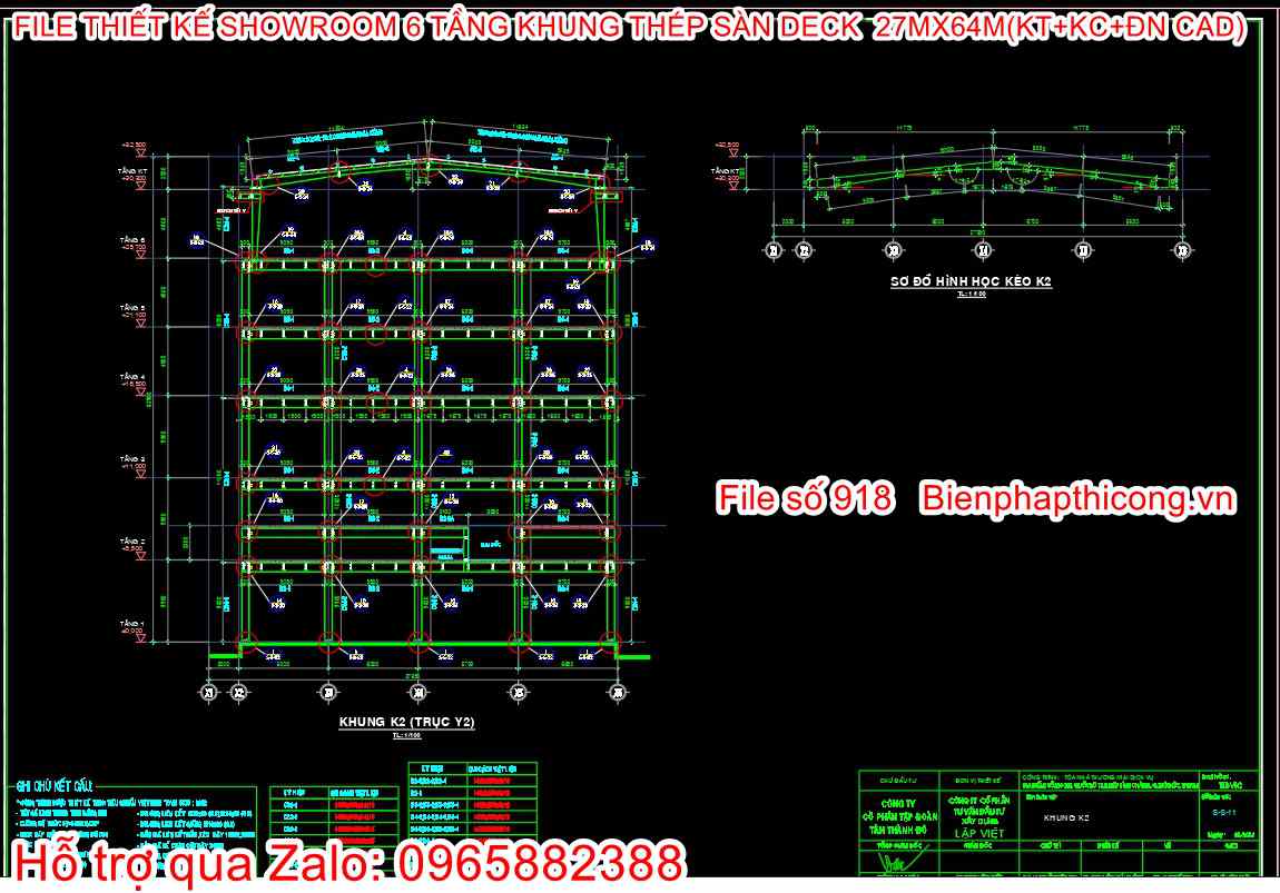 Bản vẽ thiết kế khung trục thép tiền chế.