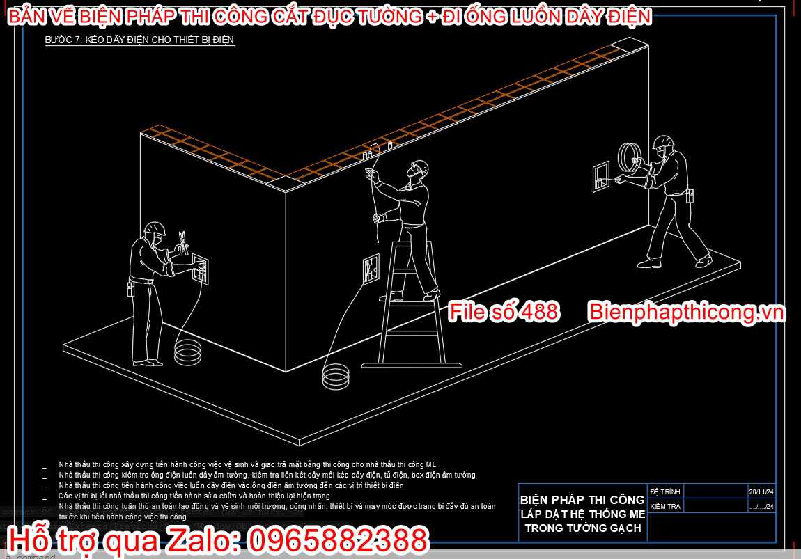 Kéo dây điện cho thiết bị điện.