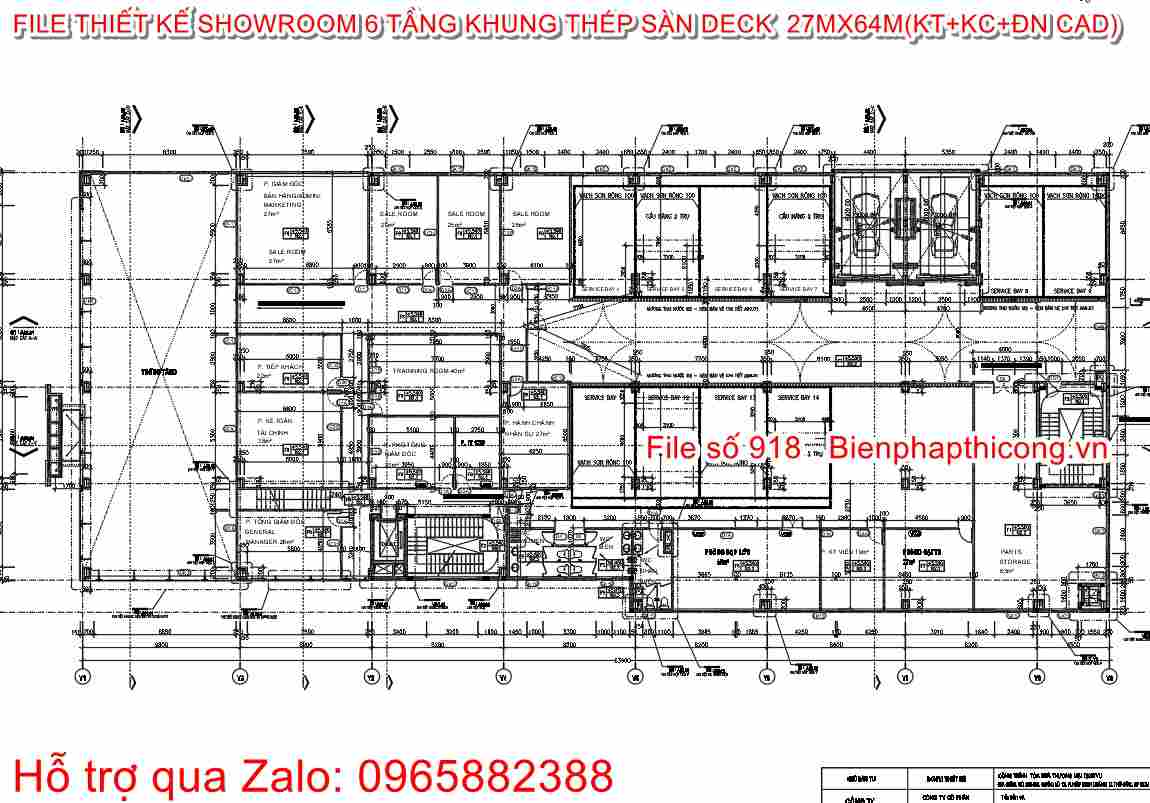 Mặt bằng tầng 2 showroom ô tô cad.