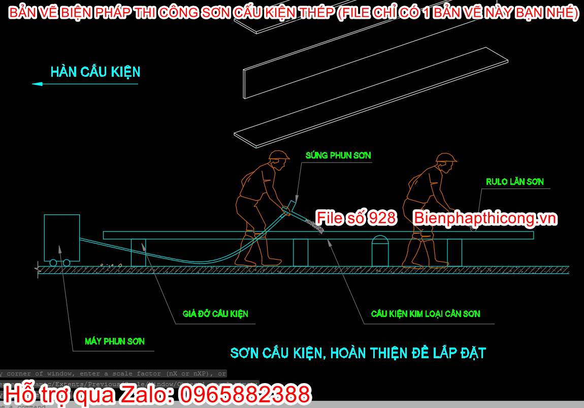 BPTC sơn cấu kiện sắt thép bằng súng phun.