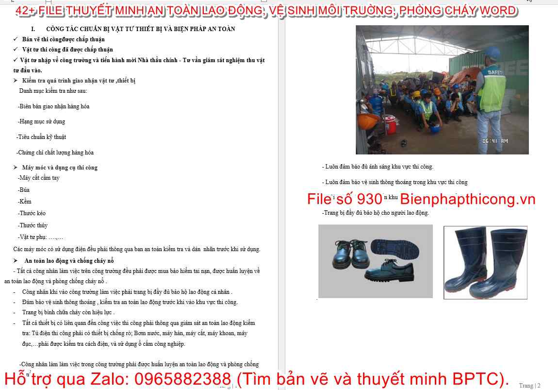 Công tác chuẩn bị vật tư thiết bị.