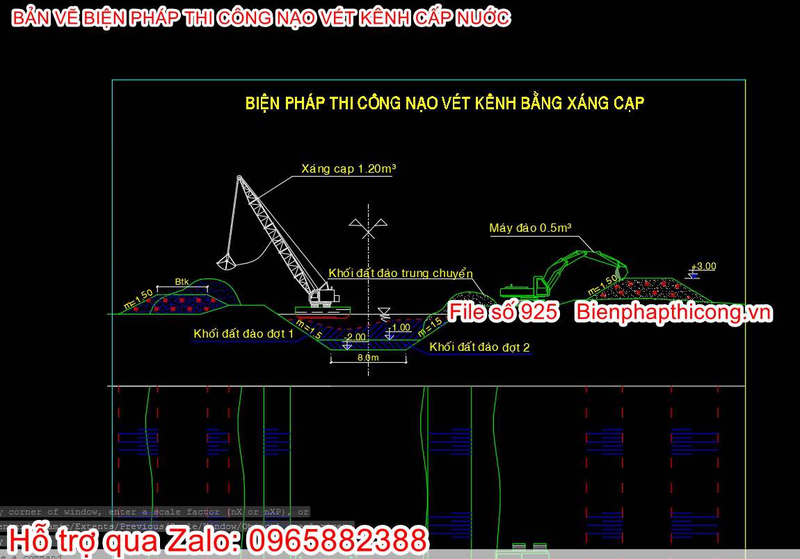 Biện pháp thi công nạo vét kênh bằng xáng cạp.