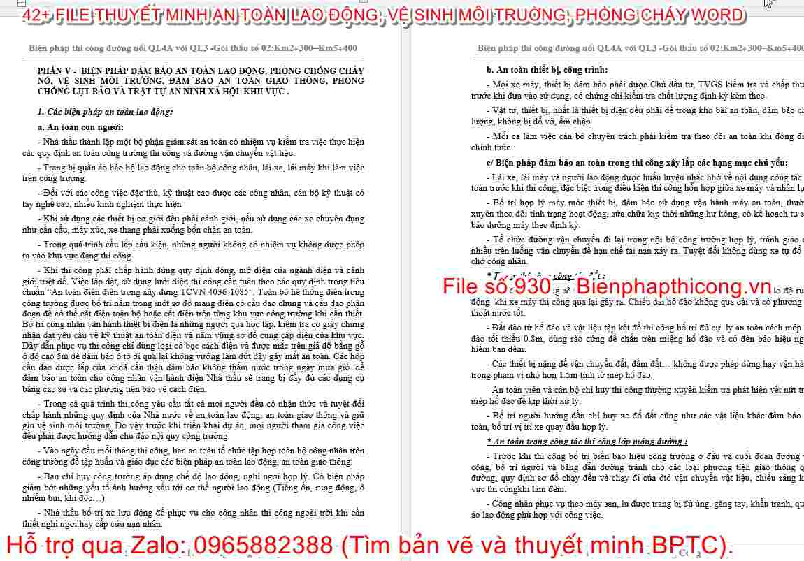 Biện pháp đảm bảo an toàn lao động.