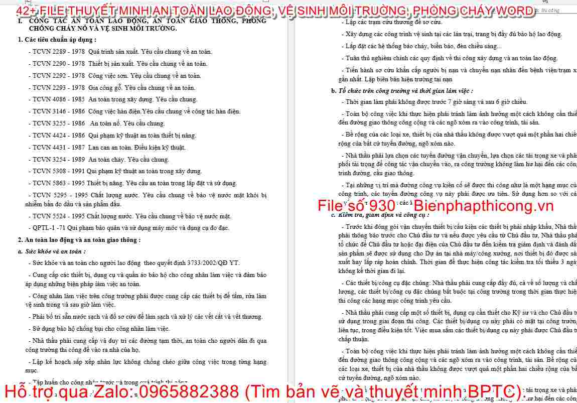Thuyết minh an toàn giao thông, phòng chống cháy nổ.